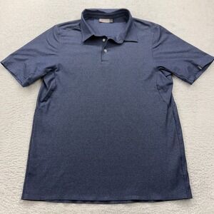 KJUS Mens 52 Large Melange Blue Short Sleeve Polo Golf Shirt Performance Dry Fit